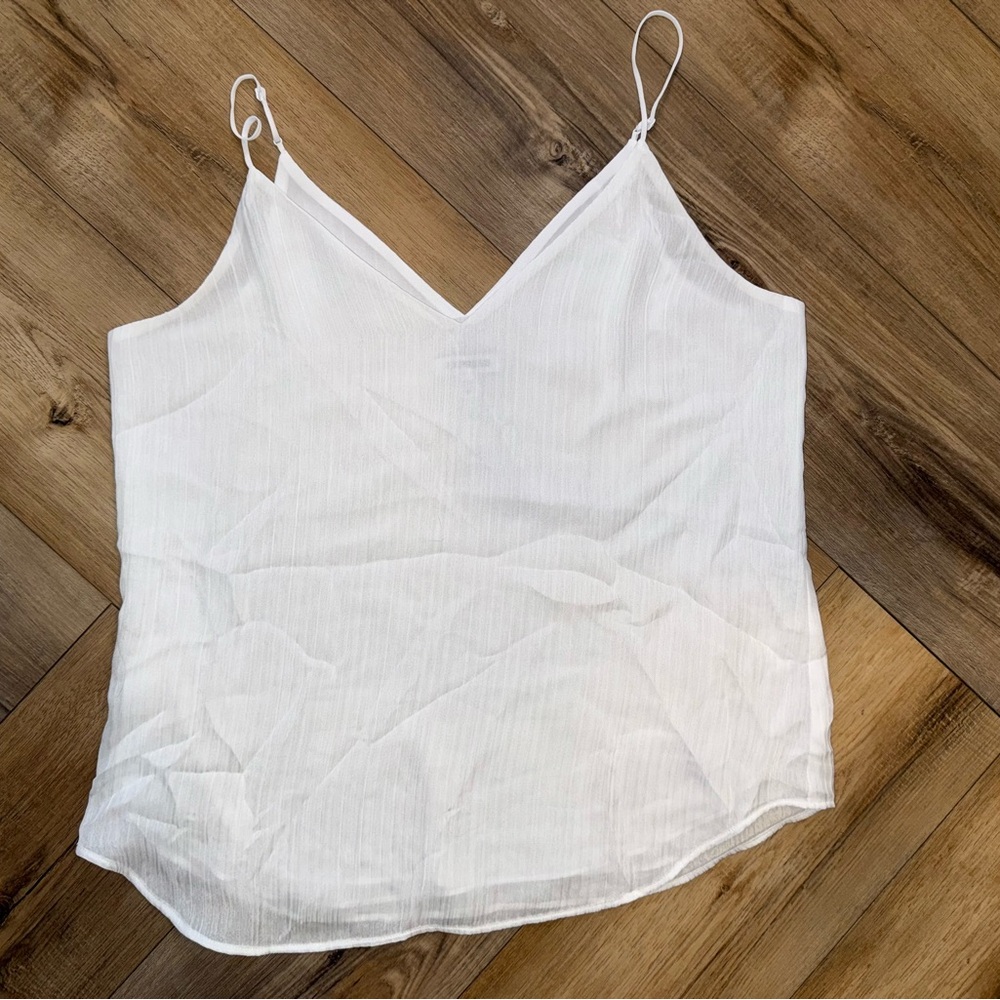 Women's White Spaghetti Strap Pleated Top